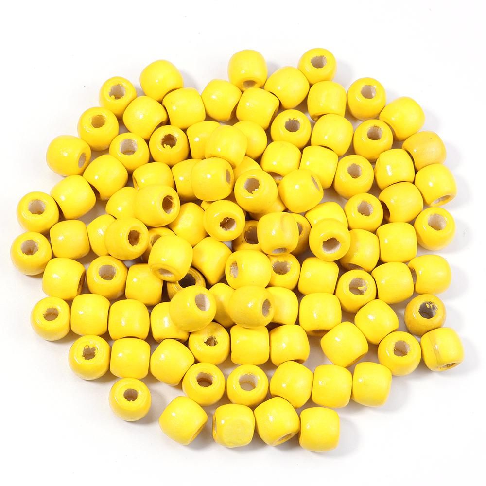 50-100Pcs Natural Wooden Beads Colorful Barrel Shaped Wood Beads Big Hole Loose Beads For Jewelry Making DIY Hair Accessories