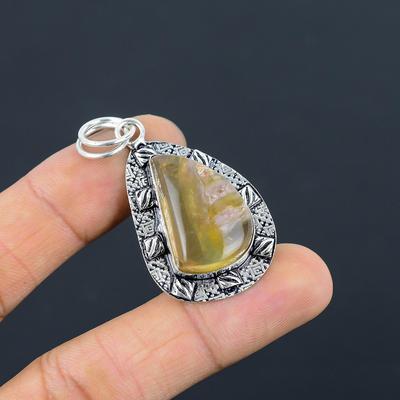 Daughters Day Sale Multi Fluorite Gemstone Anniversary Pendant Sterling Silver