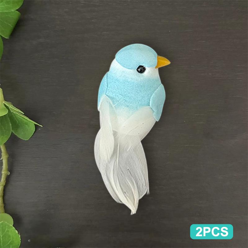 2Pcs Cute Artificial Birds Fake Foam Animal Simulation Feather Birds Models Tit Diy Craft Home Garden Floral Ornament Decoration