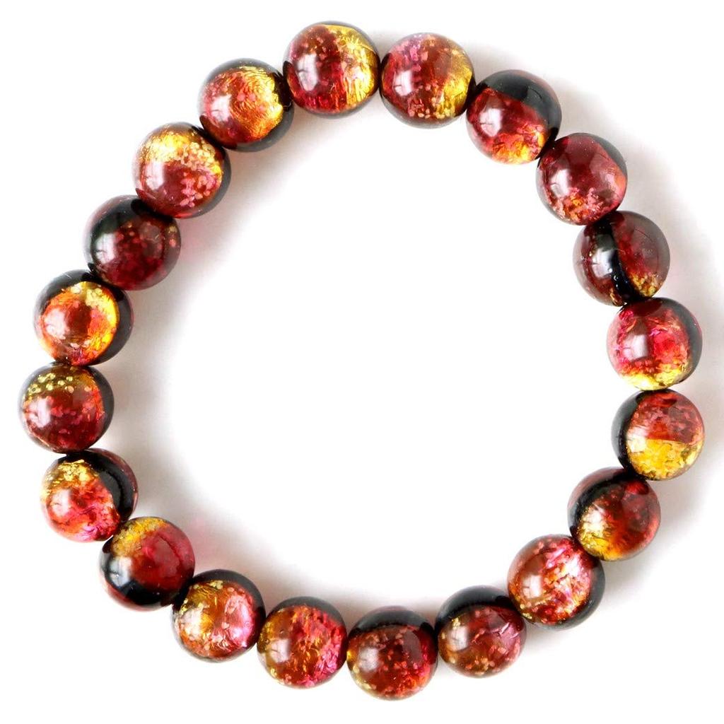 Glow-in-the-dark Kerama Sunset Orange Firefly Glass Bracelet for Men and Women, 10mm, Okinawa, Kerama Islands, Inner Diameter: Approx. 14.5cm