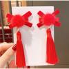 Hair Accessories Children New Year Hairpin Hanfu Headdress Red Bow Hair Clip  Children