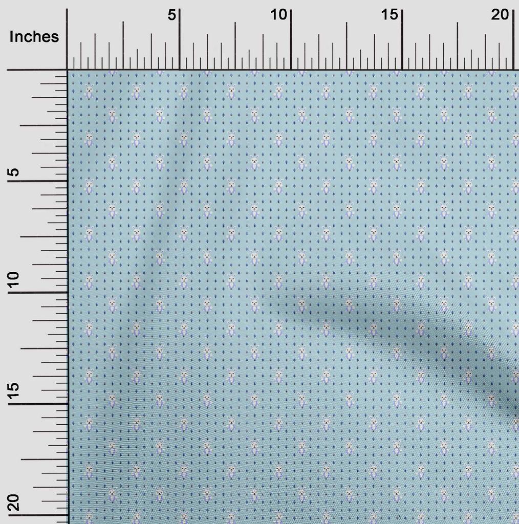 oneOone Cotton Flex Light Blue Fabric Rabbit Dress Material Fabric Print Fabric By The Yard 40 Inch