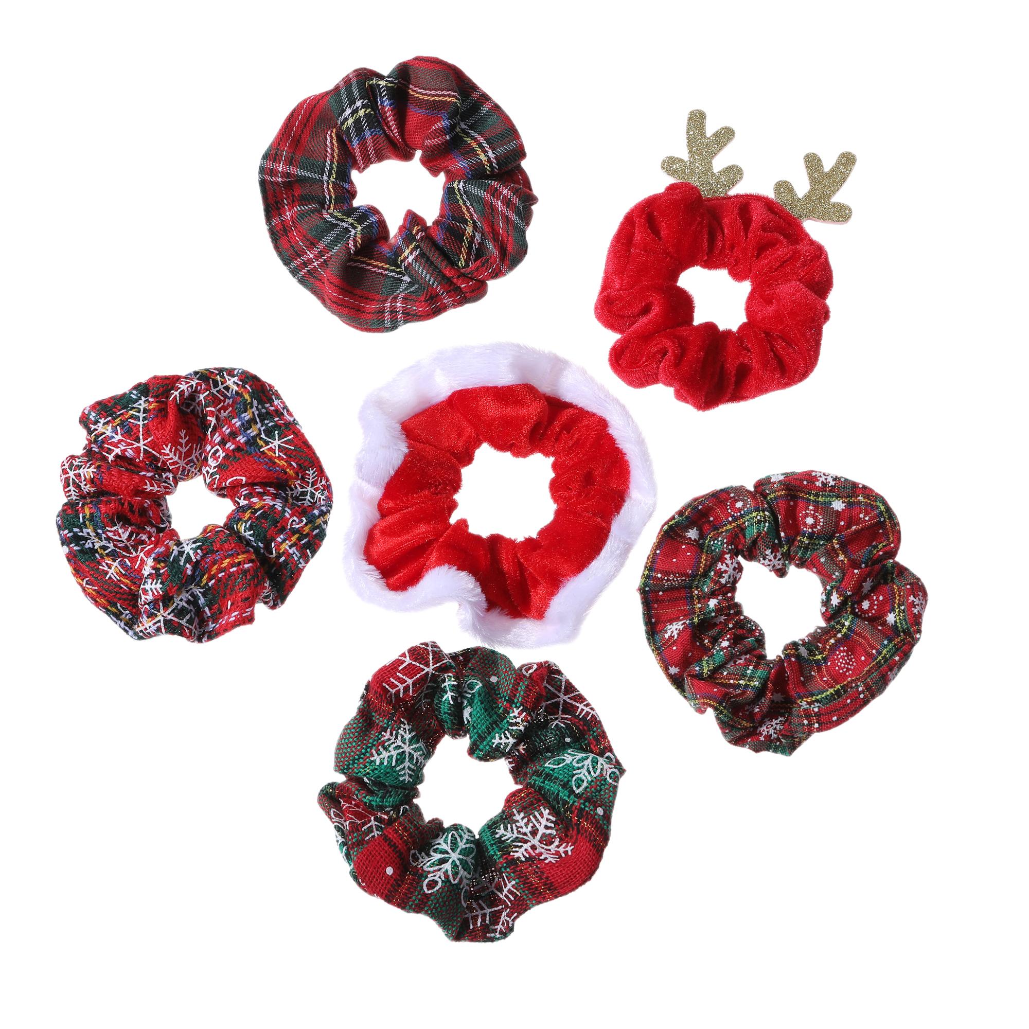 

6 шт./лот Украшение для вечеринки Тканевые эластичные резинки для волос Скранчи Аксессуары Головной убор Для Рождества Санта Красный Лось Бархат