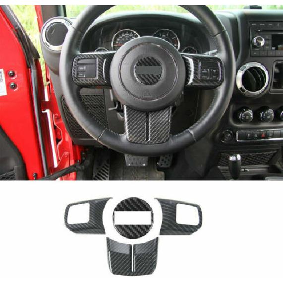 Carbon Fiber Steering Wheel Frame Cover Trim Decor For Jeep Wrangler JK 2011-17