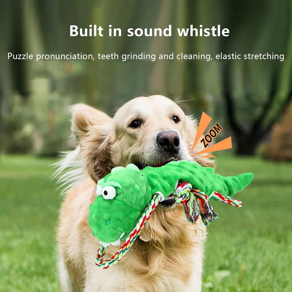 Plüsch Hundespielzeug Krokodil Quietschendes Haustierspielzeug für Kleine Mittlere Große Hunde Interaktives Hundezahnreinigung Kauspielzeug Haustierbedarf