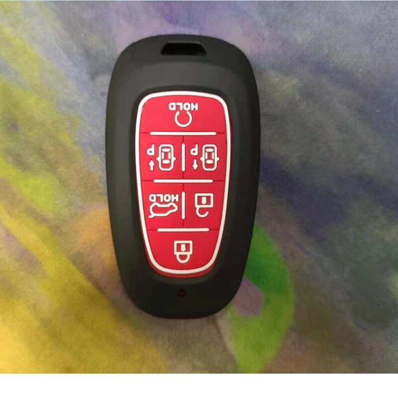 Carbon Fiber Abs +Silicone Car Key Fob Case Cover For Hyundai Solaris Sonata Hybrid Nexo Nx4 New Grand Santa Fe Tucson