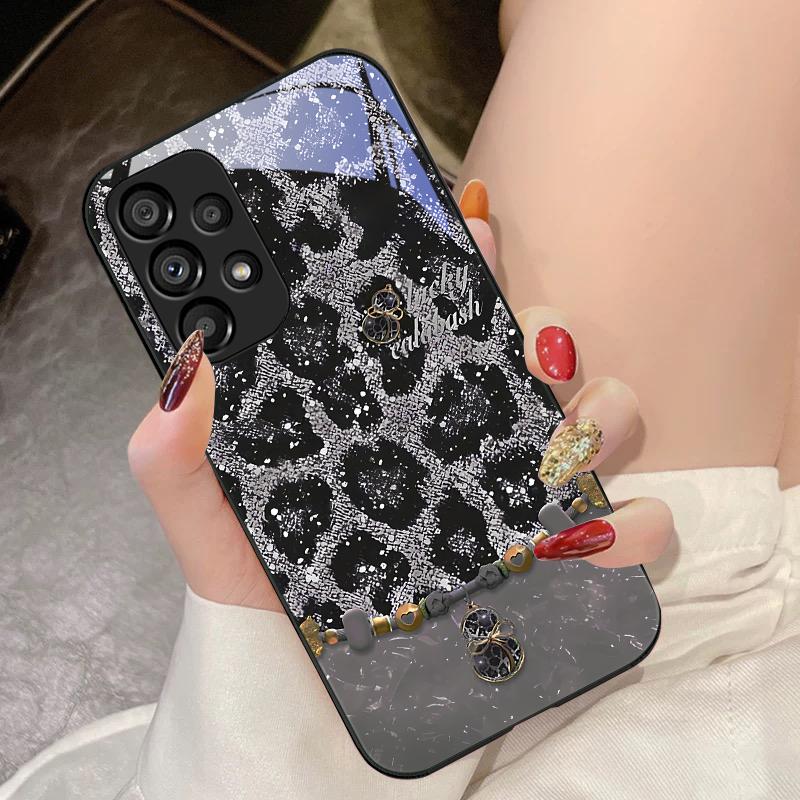 Leopard Patterned Gourd For Samsung Galaxy S10 4G S20 11E 30 S21 22 S24 Fe Pro S23 S25 Ultra 5G S9 Tempered Glass Phone Case