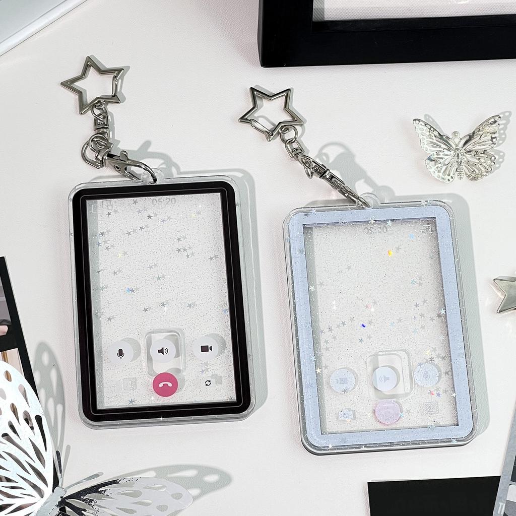 INS Style Video Call Background Po Card Sleeve K-Pop Idol Pocard Holder Protect Case Trendy Girl Card Case with Keychain