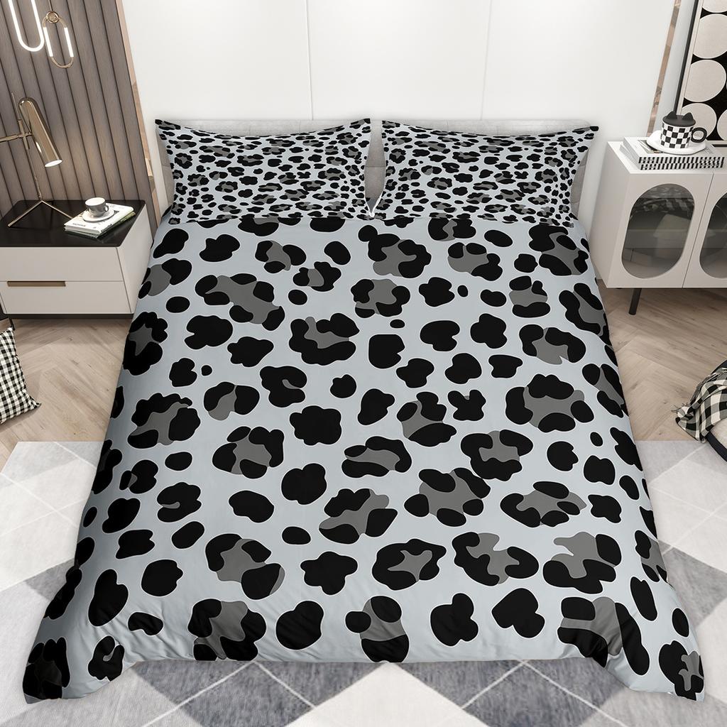 Homewish Chic Leopard Print Duvet Cover Set Animal Printed Comforter Cover Set Wildlife Cheetah Patchwork Bedding Set