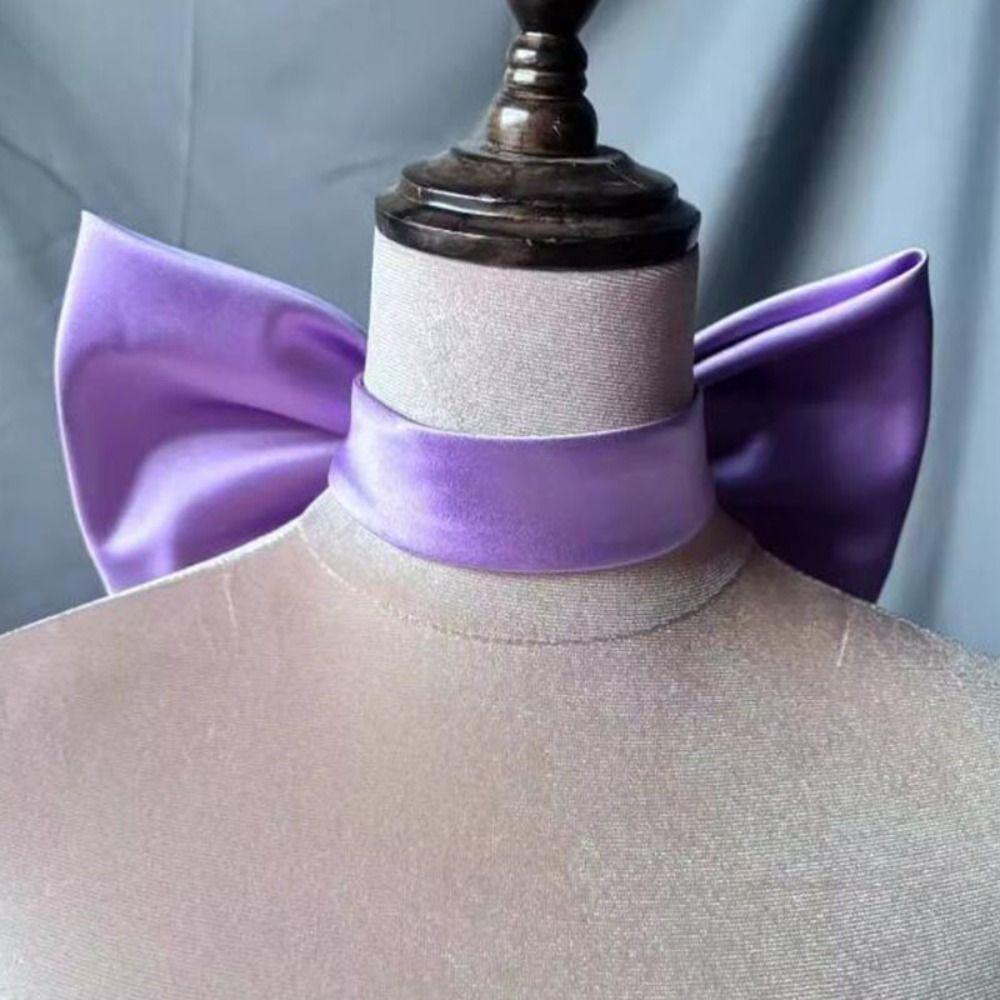 Cosplay Props Purple Bow Necklace Costume Neck Choker Y2K Style Satin Necklace  for Girls