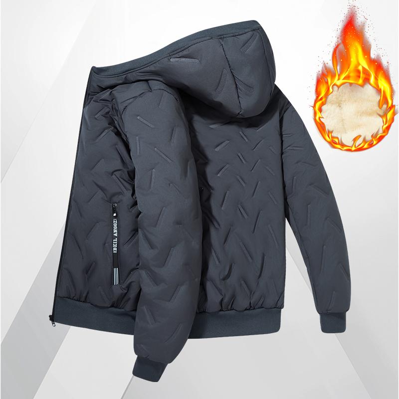 Herren Kapuzen Warme Kurze Jacke Winter Reißverschlusstasche Jacke Outdoor Sport und Freizeit Arbeitskleidung Winddichte Baumwolljacke