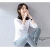Women's Pure Cotton Three-Quarter Sleeve Slim Fit Mock Neck T-Shirt for Spring and Autumn 2022