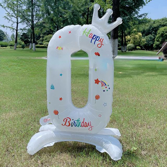 32 Inch Standing White Number Balloons Birthday Decoration Balloons Kids Birthday First Party Girl Banquet Shower Baby Decor 