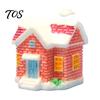 Miniature House Ornament Christmas Figurine, Resin Snow Village Statue, Tiny Winter Home Decor for Fairy Garden, Moss Landscape, Potted Plant