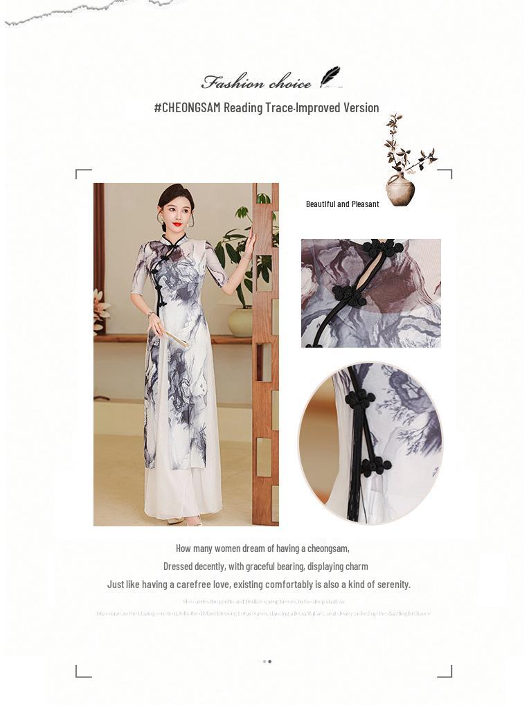 Enhanced Chinese Cheongsam Dress: Slim Fit Classical Dance Costume for Stage Performance