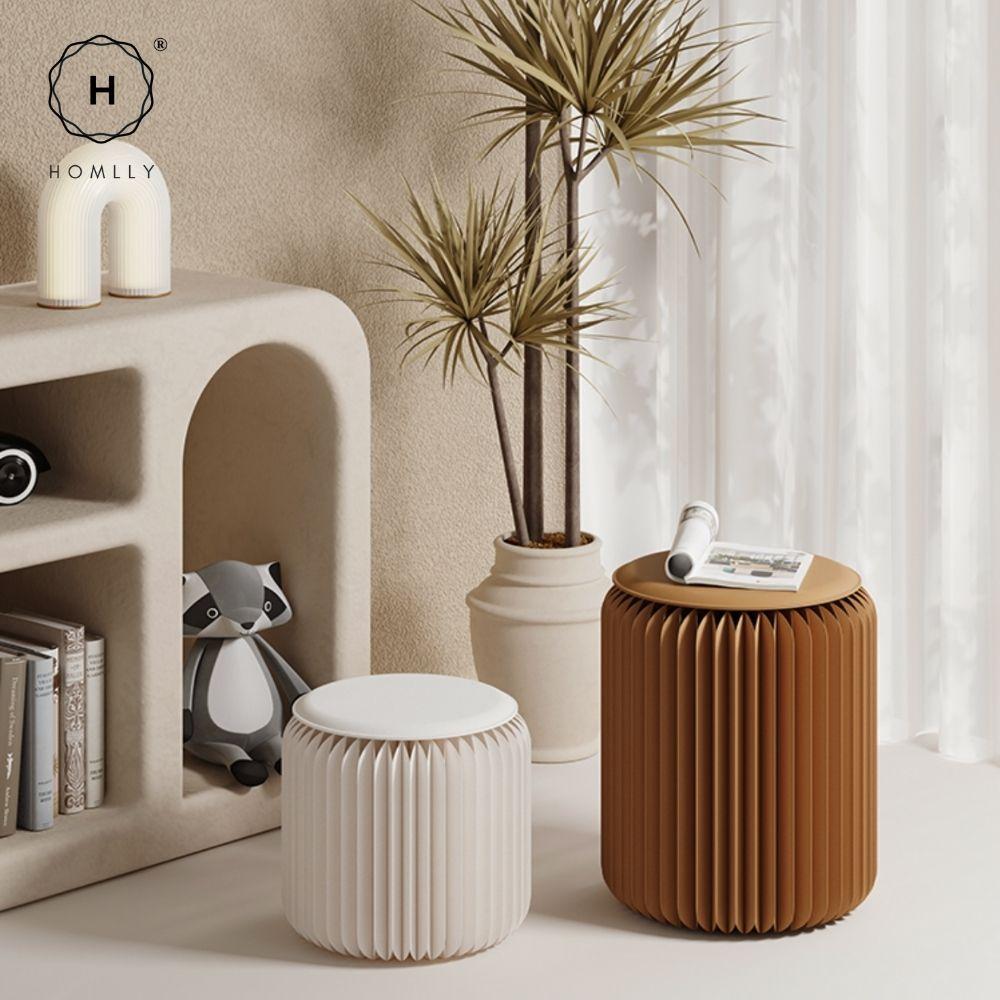 Homlly Eco Craft Paper Foldable Stool Chair with Cushion