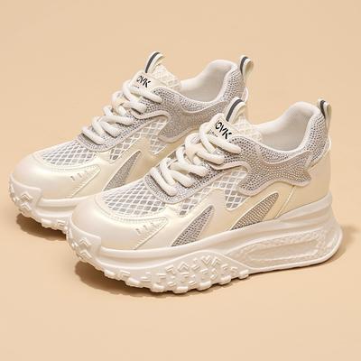 Shoe Girl's New Summer Mesh Breathable Lightweight Casual Shoes Thick-soled Inner Heightened Sports Shoes