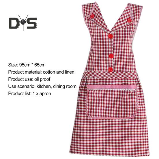 Water-resistant Cooking Bib Tie Back Design Useful Kitchen Apron Anti-greasy Anti-wear Overalls