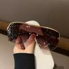 Uv400 Glasses Lightweight Half Rimless Sunglasses Oversized Sunglasses Minimalist Bronze Metal Frame Shades For Driving Street