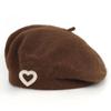 New autumn and winter wool beret women's pearl love rhinestone French face small warm painter hat