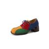 Fashion New Spring Mixed Color Loafers Woman Shoes Chunky Heels Round Toe High Heels Shoes for Women Lace Women Pumps Zaptos De Mujer