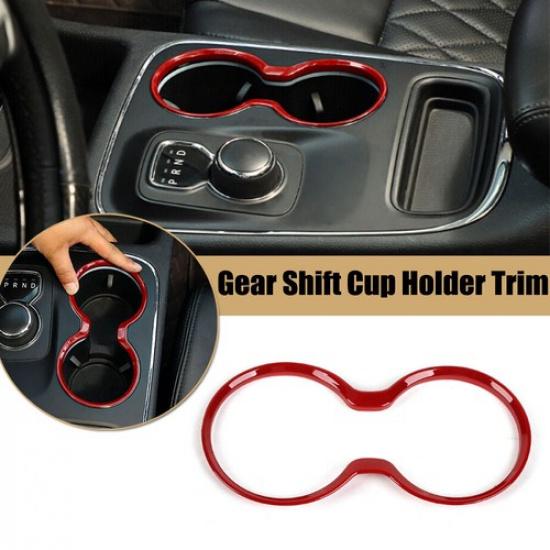 Console Gear Shift Water Cup Holder Ring Cover Trim For Dodge Durango 2011+ Red