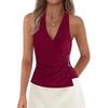 Women's Solid Color Sleeveless V-neck Halter Backless Top - Summer Style