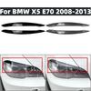 Paire Sourcils de Phare Paupières de Phare Style Maléfique Autocollants Aspect Carbone/Noir Brillant Pour BMW X5 E70 2008-2013