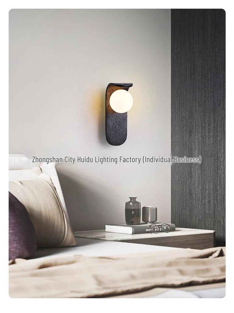 Mid-Century Travertine Wall Lamp: Wabi-Sabi Style for Bedrooms, Living Rooms, Staircases, Retro Homestay.