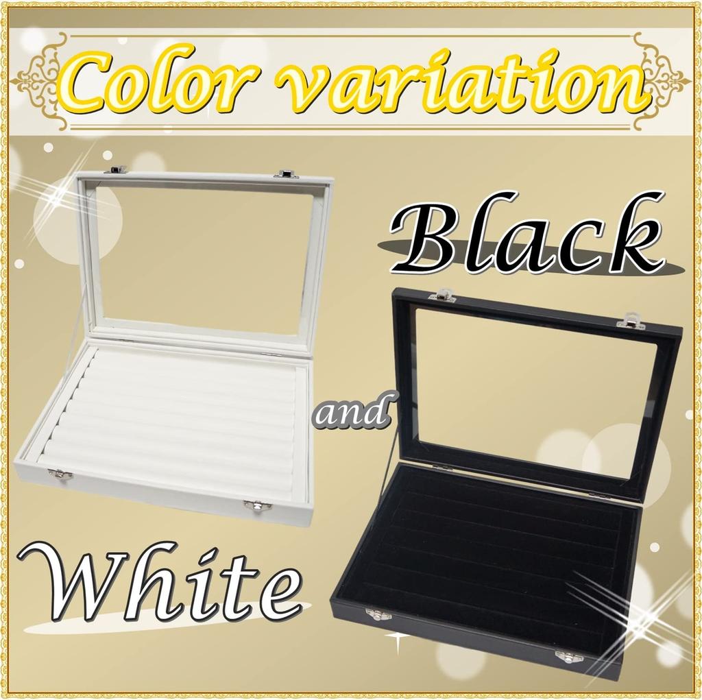 Transparent jewelry storage box, case, suitable for large sets of earrings and pierced earrings (black, medium size, includes earring set)