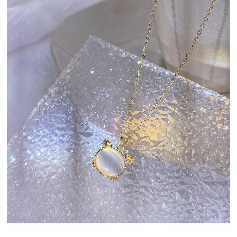 Cat Bow Zircon Inlaid Clavicle Chain Necklace For Women