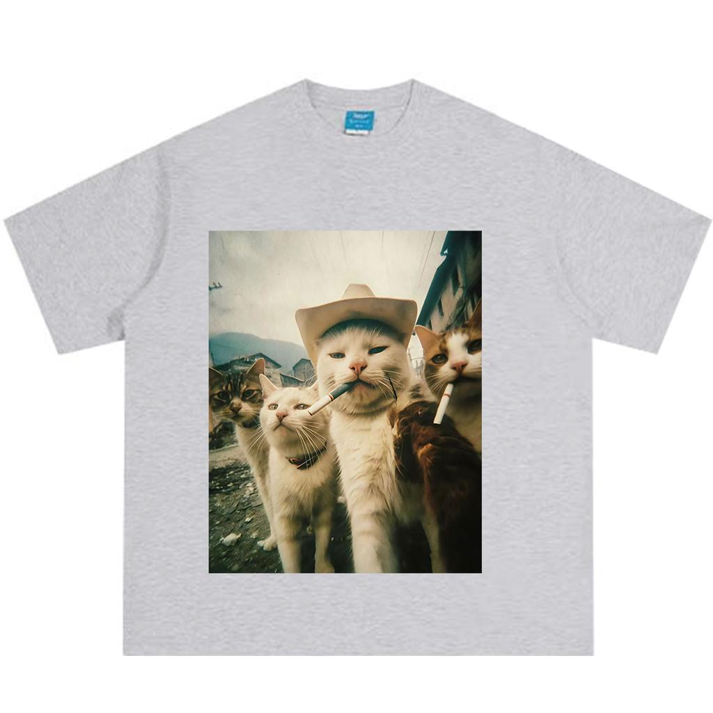 Funny Cat Meme Tshirt Unisex Unisex Hiphop Punk Tshirts Shortsleeved Fashion Loose Casual Cotton Summer Oversized Tshirts