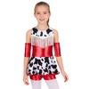 Mädchen Cowgirl Party Kostüm Metallisch Glänzendes Kleid Fransen Design auf der Brust Kreuzförmige Schulterträger Rückenfreies Oberteil mit Shorts