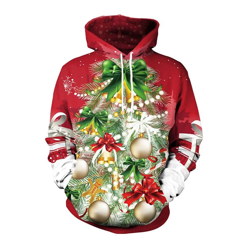 Christmas Tree Xmas Santa Snowman Hoodie Men Autumn Winter 3D Print Long Sleeve Pullover Streetwear Clothing Tops High-quality