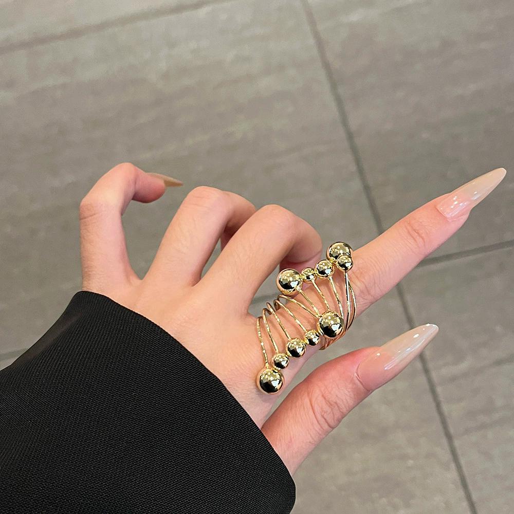 Personality Simple Silver Round Ring Female Punk Adjustable Open Index Finger Ring Advanced Sense Ring Fashion Jewelry Accessori