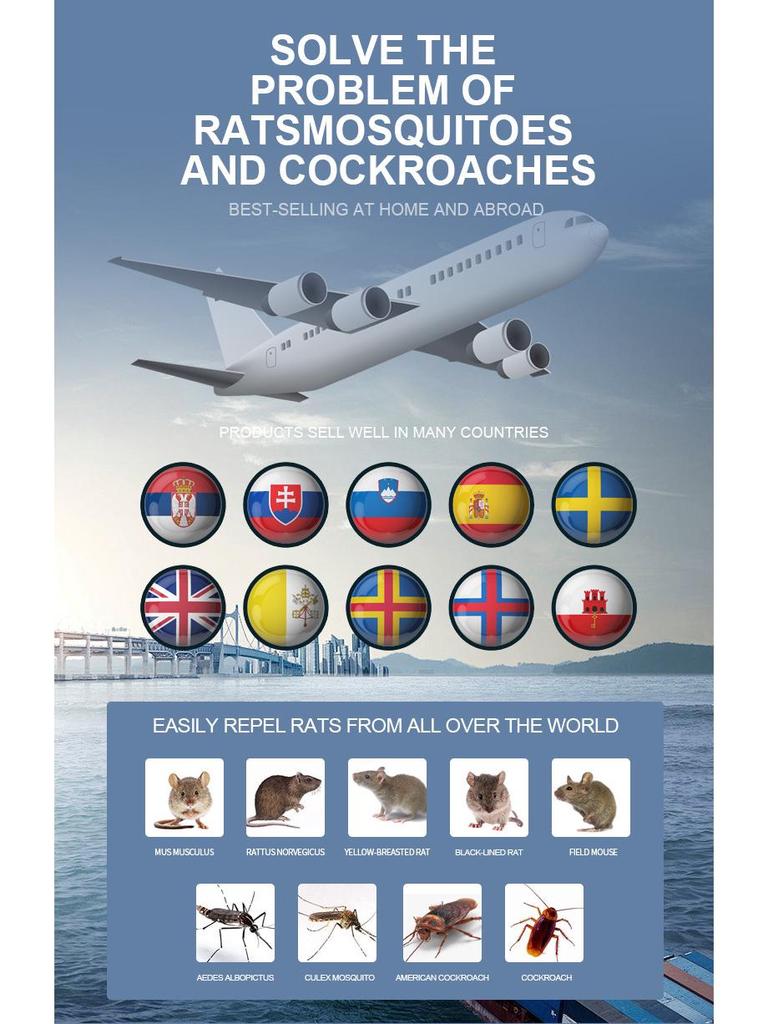 2025 USB Akıllı İnvertör Ultrasonik Çok Fonksiyonlu Ev Tipi Kemirgen & Böcek Kovucu