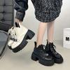 American Retro Thick Heel High Heel Small Leather Shoes Autumn and Winter Fashion Platform Short Boots British Style Lace-up Women's Martin Boots
