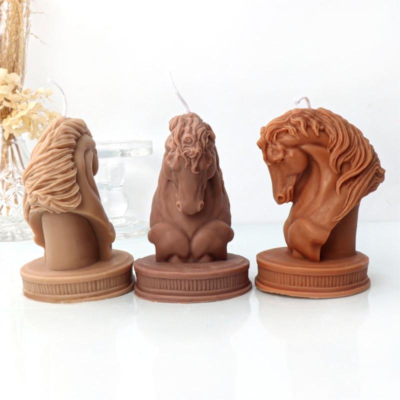 Horse Head Silicone Candle Mold Creative Animal Soap Resin Plaster Mould Ice Chocolate Cake Baking Set Home Decor Gift