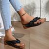 Spring and summer new fashion toe cover foot slope heel cool slippers women's casual women's flower flip-flops