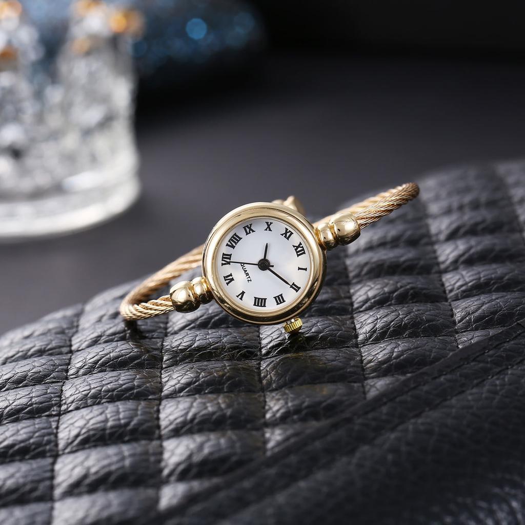 Fashion Gold Bangle Bracelet Watches for Women Luxury Stainless Steel Retro Ladies Quartz Wristwatches Fashion Casual Women Dress Clock