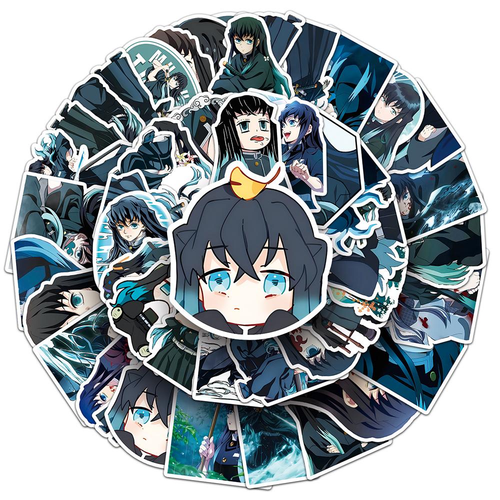 50pcs Demon Slayer Tokitou Muichirou Anime Stickers Cool Cartoon Decals Giraffiti Toys DIY Skateboard Phone Fridge Kid Toy