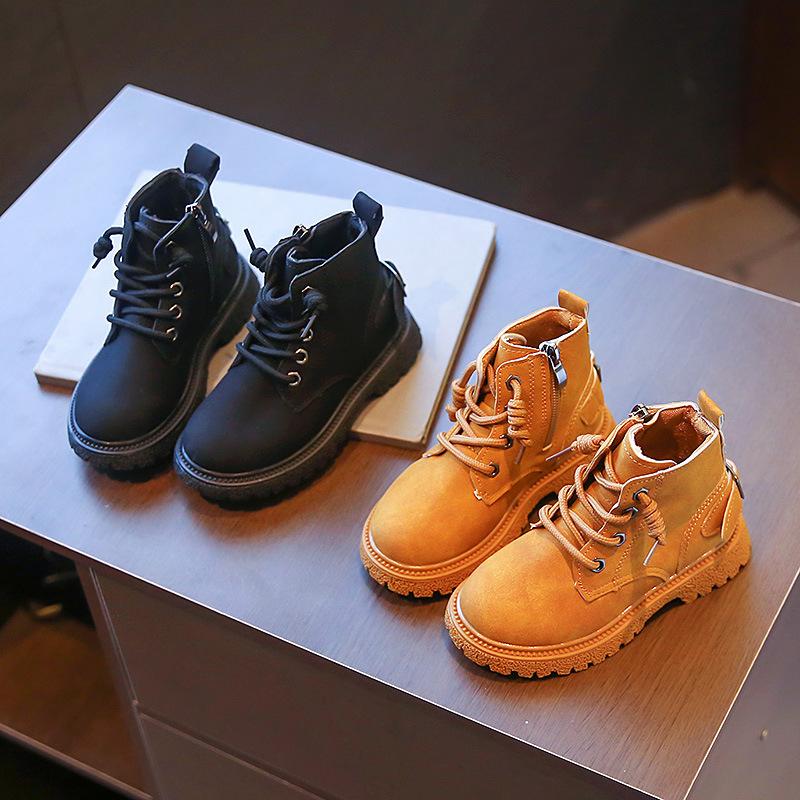 Boys Martin Boots Girls Short Boots 2025 Spring and Autumn New Children's Small Yellow Boots Versatile British Style Thin Single Boots Tide