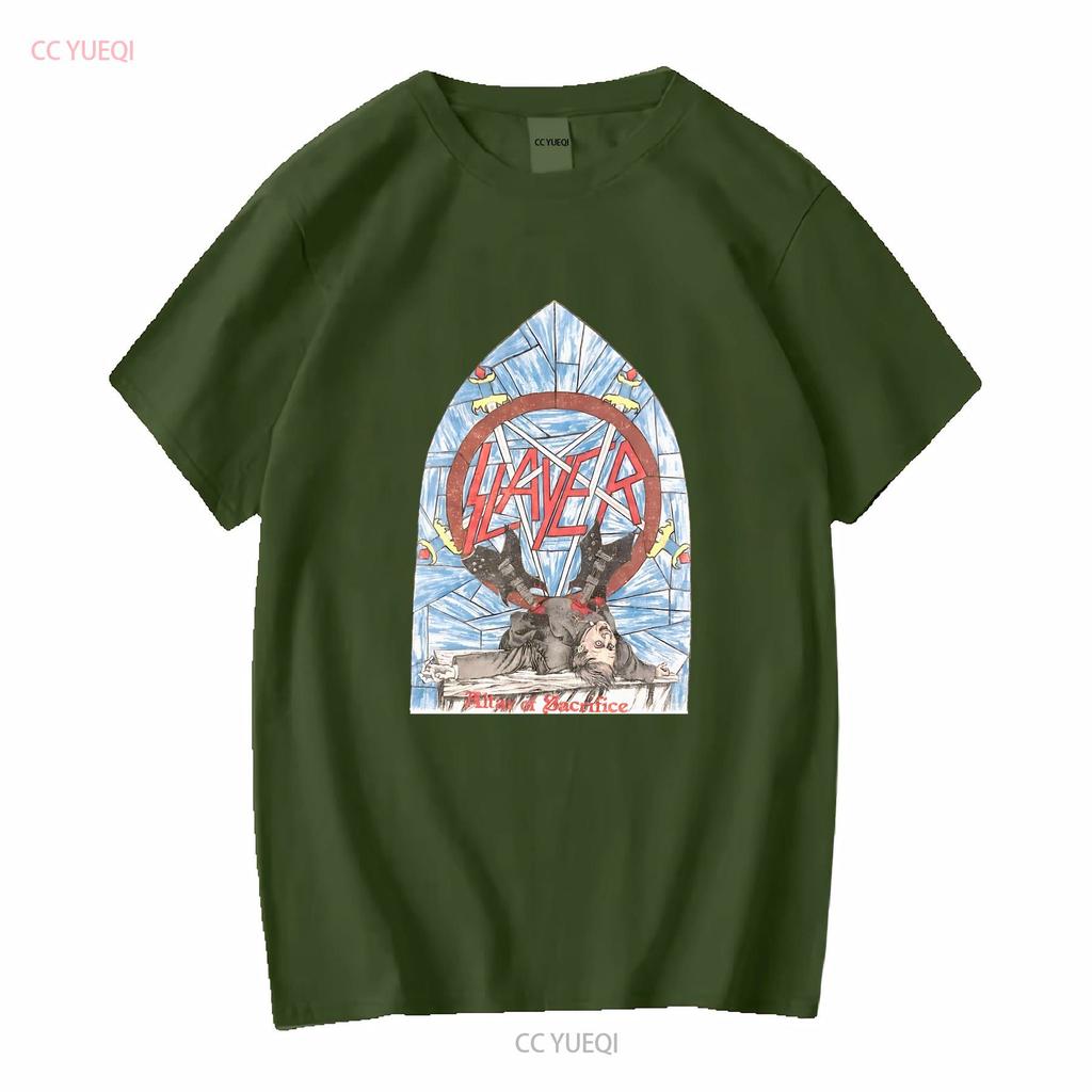 Unisexs Slayer Alter Of Sacrifice T Shirt Large White Vintage Washed Streetwear Graphic Comfortable Versatile Slightly Homme