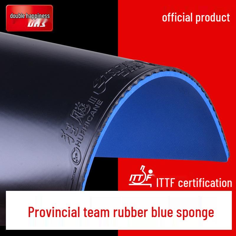 Red Double Happiness Hurricane 3 Provincial Team Table Tennis Rubber (Blue Sponge) for Backhand - Genuine
