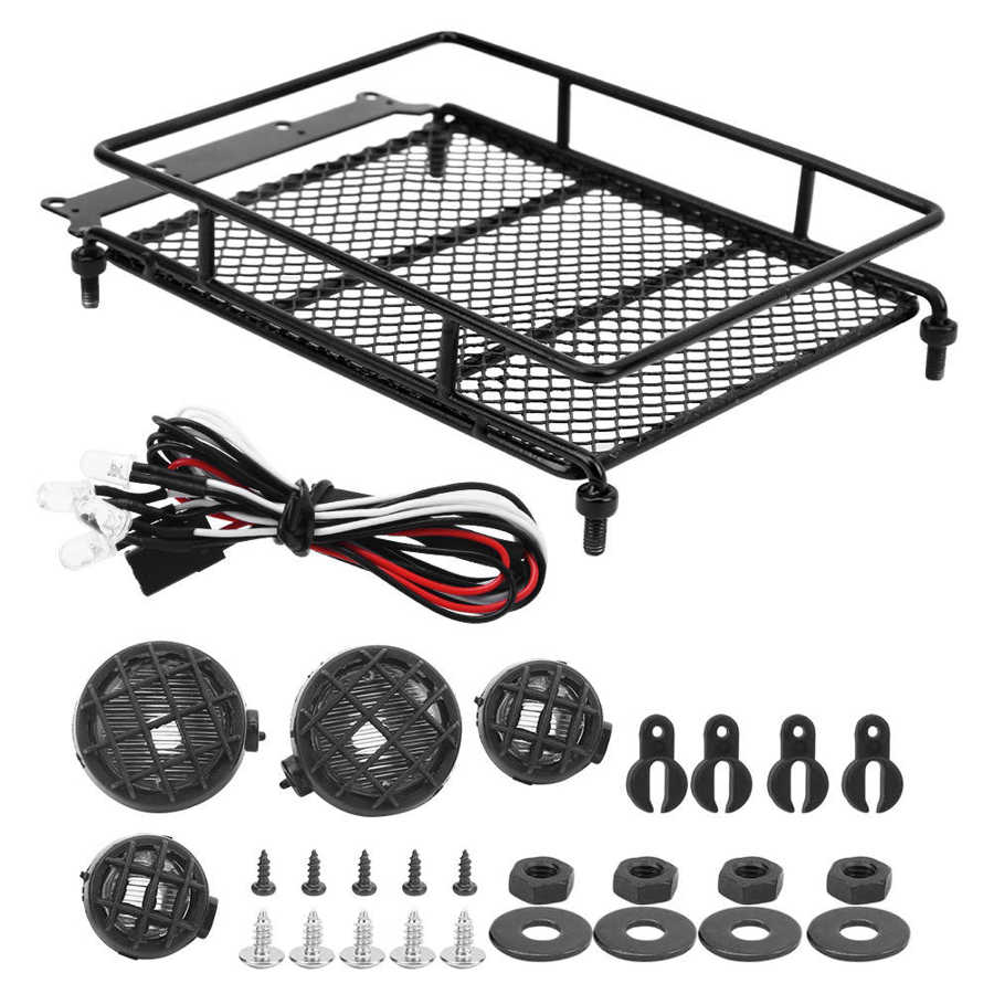 RC Metal Roof Rack Luggage Carrier with LED Light Fit for MN 1/12 RC Crawler MN90/MN90K RC Model Car Spare Parts Roof Rack