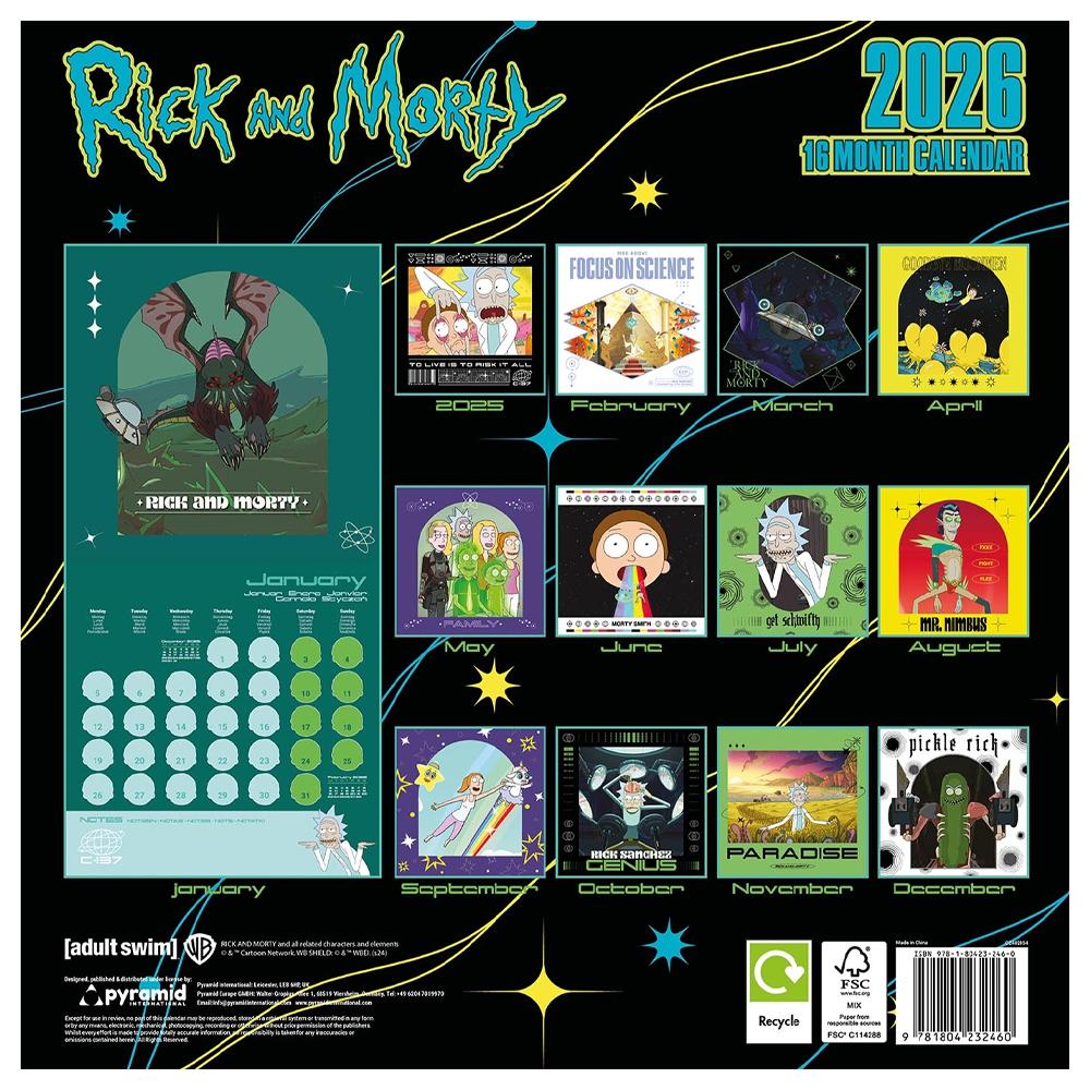 Rick And Morty 2026 Square Calendar