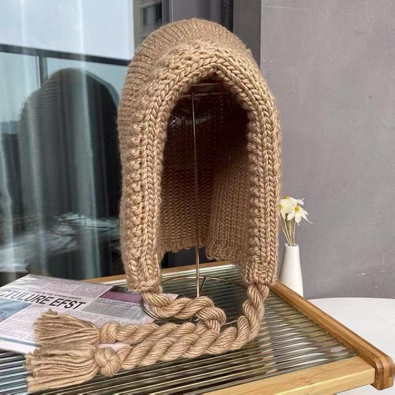 New Red Bomb Cap Korean Version of The Autumn and Winter Christmas Thickened Knitted Women's Cap Retro Cute Outdoor Warm Beanies