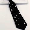 Elegant Rhinestones Embellished JK Shirt Tie for Women Men Harajuku Student Uniform Adjustable Pre Tied Black Necktie