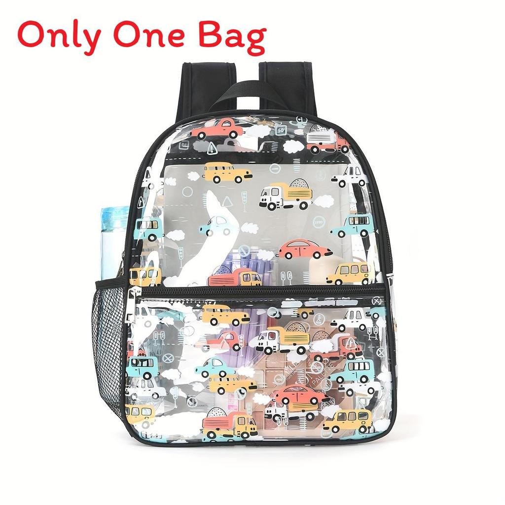 

Pvc Clear Double Shoulder Backpack With Design For Students And Daily Use чёрный
