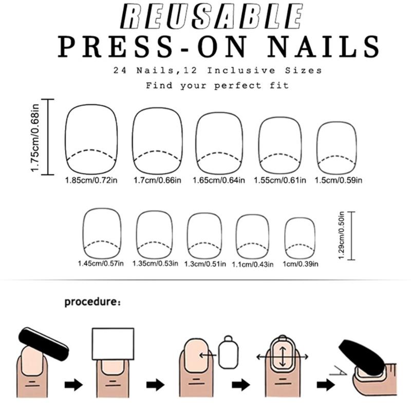 Square Press On Nail Flower Fake Nail Glues On Nail Artificial Acrylic Nail 12 Size 48pcs Stick On Nail for Women Girls